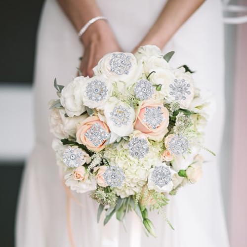 assorted small size crystal rhinestone flower brooch pins set for crafts embellishment wedding bouquet brooches for women fashion
