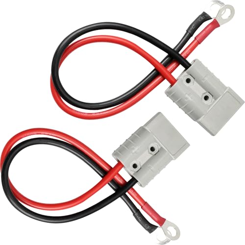 ASOFTY 2 Stück Batterieanschluss Stecker 50A 600V 10AWG mit 30cm O-Ring-Batterieanschlusskabel Anderson Steckerkabel für Auto Motorrad Wohnwagen Gabelstapler