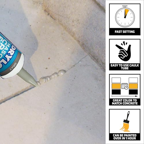 DRYLOK Masonry Crack Filler, 10.5 fl. oz – Seals & Waterproofs Cracks in Concrete, Masonry, Walls & Floors, Fast-Setting, Paintable in 1 Hour, Indoor/Outdoor Use, Gray - Image 3