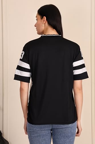 Image of BLACKSTEP Women Oversized Cotton Jersey Tshirt | Loose Fit Streetwear Casual Top | Drop Shoulder Longline T Shirt for Girls College Wear Travel Gym Daily Outfit