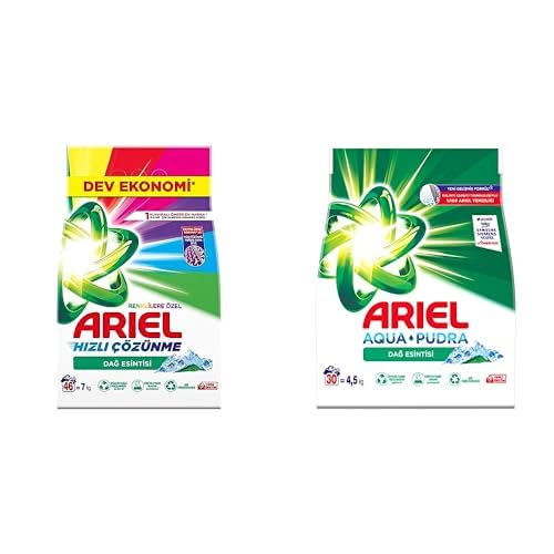 Ariel Aqua Pudra Dağ Esintisi Toz Çamaşır Deterjanı Renklilere Özel 7 kg & Ariel Dag Esintisi 4.5 kg Toz Çamaşır Deterjanı