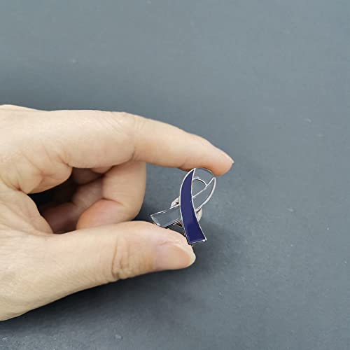Image of Gray & Blue Awareness Ribbon pin 20pcs Diabetes Awareness Lapel Pins Enamel Hope Brooch