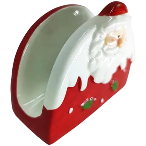 Porta Guardanapo Decoração Papai Noel Natal Enfeite Cerâmica