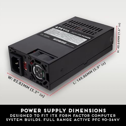 Image of Apevia ITX-AP300W 300W Flex ATX Power Supply, Standard Mini-ITX /SFF / 1U Desktop Replacement, 115V /230V Manual Switch