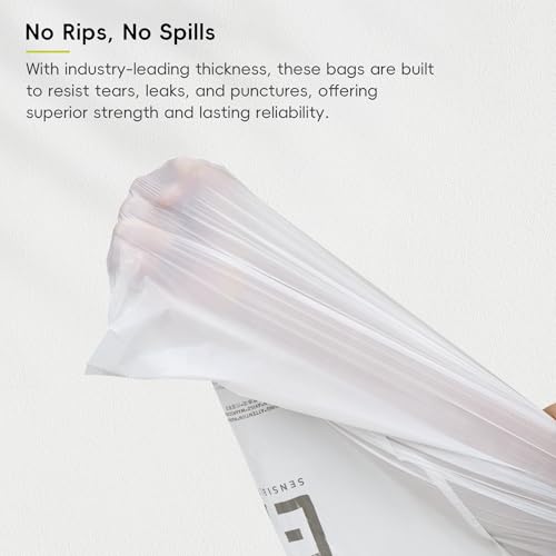 Image of EKO 21 Gallon / 50-90 Liter, 60 Count Drawstring Trash Bags, Extra-Strong Garbage Bags, Lemon Zest Scent with Continuous Odor Control, Easy-Dispense Roll for Kitchen and Household Use, Code G, White