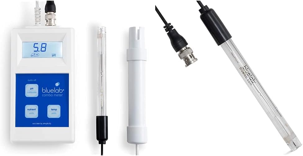 Bluelab METCOM Combo Meter for pH, Temperature, and Conductivity Measures, Easy Calibration & PROBPH pH Probe, Replacement Probe with BNC Fitting, Easy Calibration