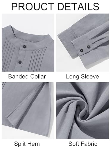 Image of Runcati Mens Kaftan Robe Button Down Long Sleeve Cotton Linen Thobe Casual Muslim Gown Henley Shirt