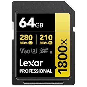 Lexar Gold Series Professional 1800x 64GB UHS-II U3 SDXC Memory Card