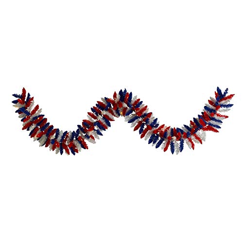 Nearly Natural 9ft. Patriotic American Flag Themed Artificial Garland with 50 Warm LED Lights