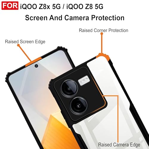 Image of Zapcase Back Case Cover for iQOO Z8x 5G | Compatible for iQOO Z8x 5G Back Case Cover | Clear Case with Camera Protection | (TPU + PC | Matte Black)