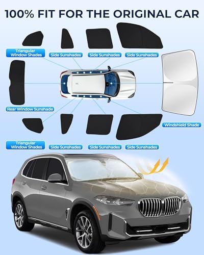 Image of for BMW x5 2019-2025 Car Window Shades, 10pcs Privacy Sun Shade Set for Front Windshield Side and Rear Windows, Full Window Covers Keeps Vehicle Cool for Camping Napping