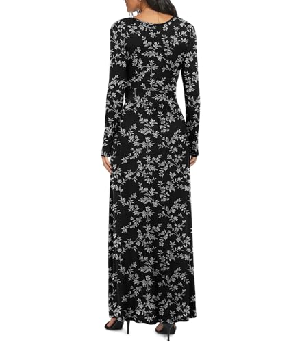 Image of LILBETTER Women Long Sleeve Deep V Neck Loose Plain Long Maxi Casual Dress