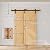 SKYSEN 30in x 84in Double Sliding Barn Doors with 6FT Single Track Bypass Barn Door Hardware Kit, Unfinished Spruce Wood, Save Spacing, Easy to Install, Maximum Fit 49in Openning.(30-84-6FT-DGZ)