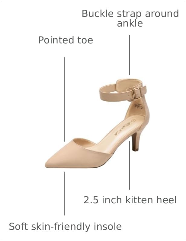 Image of DREAM PAIRS Women's Kitten Heels Ankle Strap Pumps