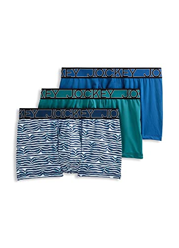 Jockey Cueca masculina Active Microfibra Eco 6,35 cm Trunk – Pacote com 3, Folhas de magnólia/Onda f