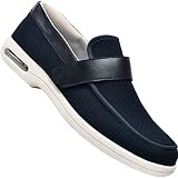 Zapatos Especiales para Juanetes Zapatos Mocasines Cómodos Ortopédicas Soportes de Arco y Talones la absorción de Choque Calzado de Trabajo Antideslizante Made IN Spain,Azul,43 EU