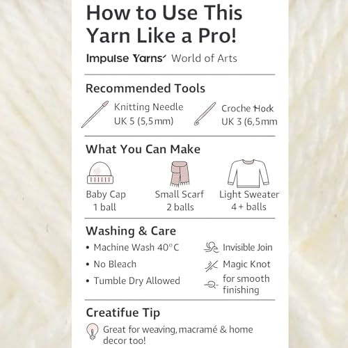 Image of WOAFashions Impulse Hand Knitting & Crochet Yarn (White) (100gms - Pack of 1)