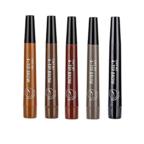 Kit di penna multifunzione per sopracciglia e barba a 4 punti, impermeabile, a lunga durata, penna per sopracciglio/matita per barba e pennello, crea sopracciglia dall'aspetto naturale (5 colori)