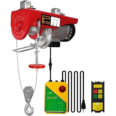 FITHOIST 1320lbs Wireless Electri Hoist,110V Winch with 262ft Wireless Remote Control,Electric Winch Single/Double Slings with Emergency Stop,Lift Hoist for Garage, Warehouses, Factories