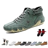 Botas Altas Italianas Hechas A Mano para Hombres Zapatos Beck Minimalistas Al Aire Libre Zapatos Descalzos Informales Antideslizantes Transpirables para Caminar Senderismo Conducir Botas Chukka(verde,