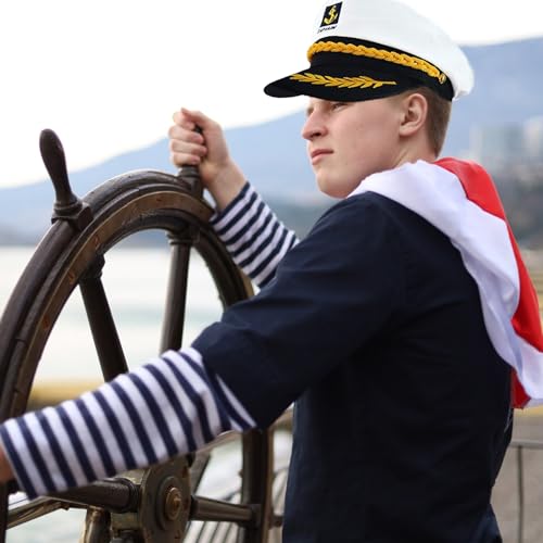 beejune Kapitänsmütze Herren, Matrosenmütze, Faschingsmütze Herren, Weisse Kapitänsmütze Matrosenmütze, Yacht Schiff Boot Marine Mütze Für Damen, Männer & Erwachsene