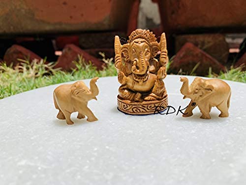 Image of RDK Rose Quartz Ganesha Idol Handpainted Divine Finish Natural Pink Rose Quartz Crystal 150-200g Home Mandir & Spiritual Decor Vastu Crystal Ganpati Murti for Gift