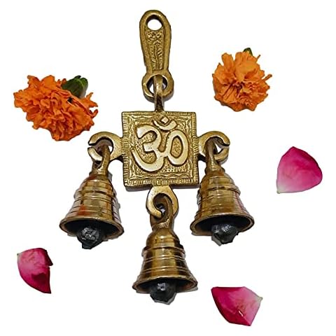 athizay Brass Hanging Subh labh Door Decor OM Hanging Shubh Labh Wall Sculpture hangings with Bells (Art Deco hangings AUM) Cover