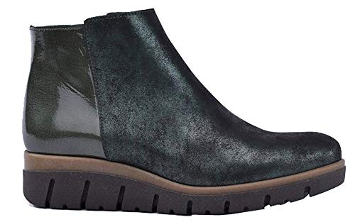 Patricia Miller, Botín Mujer 1510, Piel Kaki Glitter Charol (36 EU)