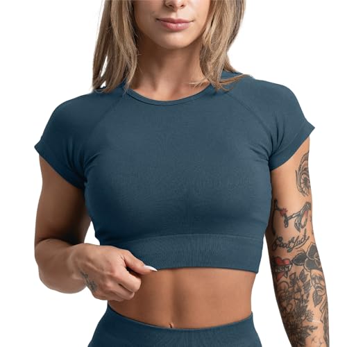 Image of Gymreapers Short Sleeve Workout Tops for Women - Crop Tops for Women Tee - Yoga Athletic Tops for Running, Gym, & Training