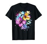 Hibiskusblumen, Aquarell, Spritzer, hawaiianische Sommerblüte T-Shirt