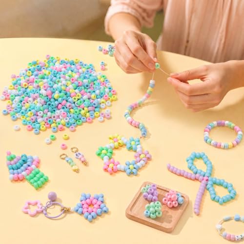 Image of Simetufy 1200 pcs Pony Beads Macaron Pastel Colored Beads for Crafts