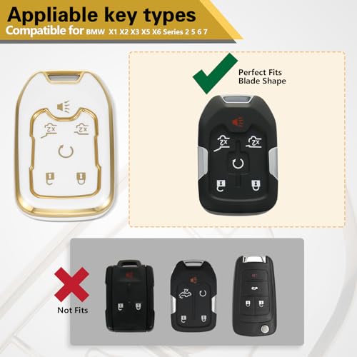 Image of Key Fob Cover for GMC Yukon, Rhinestone Loop Case, Gold Edge
