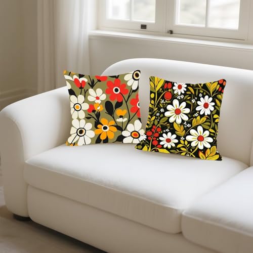 Housse coussin 65x65cm imperméable avec fermeture éclair invisible géométrie fleur