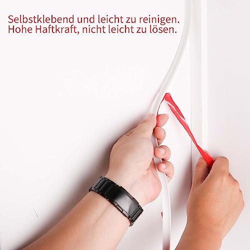 10 M 9x12mm Flexible Zierleisten Selbstklebend: Weiße Wandleiste Fliesenkantenleiste Paneelleiste Abschlussleiste für Wandkanten Fliesenkanten Boden Fenster Wandbordüre Schrank