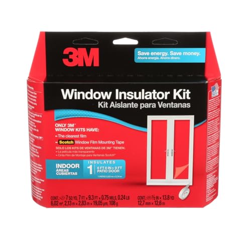 3M Isolamento interno térmico ou frio 2144W-6 para janelas grandes e deslizantes, kit de 1 porta, filme 7, serve para porta de pátio de 15 x 27 cm, transparente