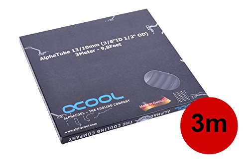 Alphacool AlphaTube 18417 Tuyau HF 13/10 (3/8" ID) UV Noir 3 m Emballage de détail Tuyau de refroidissement à eau
