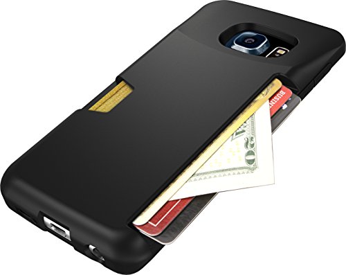 Smartish Galaxy S6 Edge Wallet Case - Wallet Slayer Vol. 1 - Ultra Slim Protective Credit Card Id Cover - (Silk) - Black Onyx #TOP7