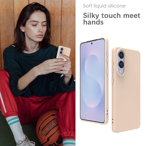 Image of YATWIN Silicone Case for Samsung Galaxy S25 FE 4G, Soft-Touch, Shockproof, DustProof, Antiskid Phone Cover for Samsung Galaxy S25 FE - Light Pink
