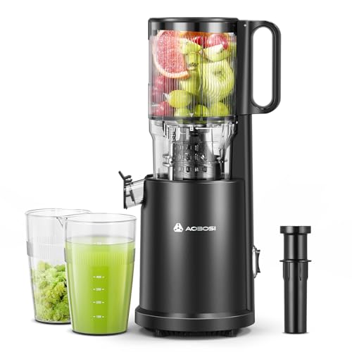 Image of Slow Cold Press Juicer Machine: Electric Masticating Juicer Extractor Easy Clean - Whole Fruit Vegetable Juice Maker - Cold Pressed Slow Blender Juicer with Wide Large Chute Mout