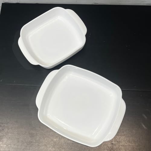 Conjunto 2 Travessas Retangulares de Vidro Assadeiras 1,3L e 2L Branco Porcelana