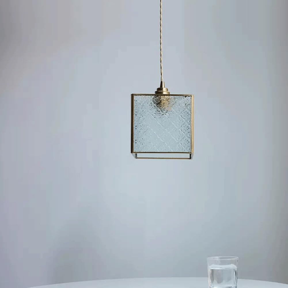 Lámpara De Techo Francesa Minimalista E27 - Luz Vidrio Cobre Ajustable