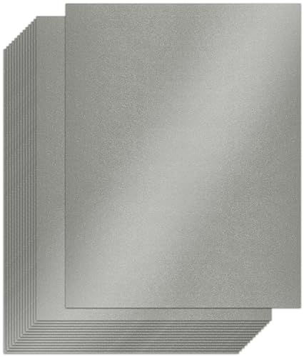 Gondiane Papel brillante gris, 24 hojas de papel de cartulina con revestimiento perlado de 8.5 x 11 pulgadas para tarjetas de bricolaje, invitaciones, álbumes de recortes, certificados y otras