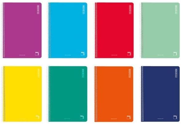 Pacsa Basic Notebook 80 Sheets 1 Line Cardboard Covers Folio 60 gr Colors Assorted -10u