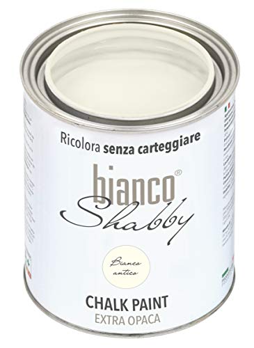 bianco Shabby CHALK PAINT Bianco Antico per Mobili e Pareti - Pittura Shabby Chic Vintage EXTRA OPACA (1 Litro)