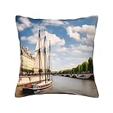 Matériau doux et durable : fabriqué en tissu de haute qualité pour la peau, doux et confortable, ouverture à fermeture éclair invisible, facile à charger et à décharger le noyau de l'oreiller, mais également beau, les points de couture plats ne sont pas faciles à ouvrir, pas faciles à déformer, et ne boulochent pas.