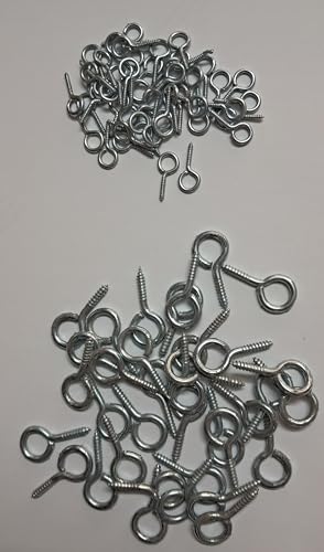 Image of Q1 Beads Metal 150 Pcs. Combo B Hook Eye Hook Screws, Screw in Eye Hooks for Wood, Securing Cables Wires, Self Tapping Eyelet Screw Eye Bolts for Indoor & Outdoor Use (0.5 inch, 1 inch)