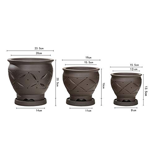 Maceta de cerámica artesanal morada vintage para cactus 3