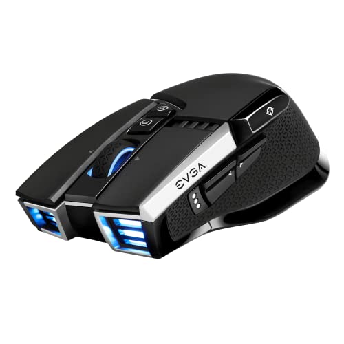 3-Dimension Array Tech EVGA X20 Mouse da Gioco, Wireless, Nero, Personalizzabile, 16.000 DPI, 5 Profili, 10 Pulsanti, Ergonomico, 903-T1-20BK-K3
