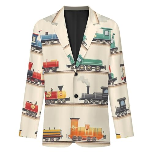 Steam Train Men's Blazer Printed Button Suit Jacket Slim Sport Coat Blazers 5
