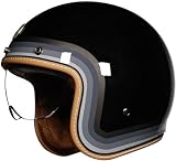 Vintage Casco Demi-Jet Con Visiera, Casco Moto Aperto, 3/4 Retrò Moto Mezzo Cascos Con Omologato DOT/ECE Casco Scooter Universale Uomo E Donna (57CM~62CM) 6,M